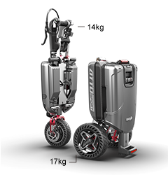ATTO電動代步車SPORT升級版由折疊扣合的小型拉桿行李箱模式拆分為輕巧可搬運的分離模式